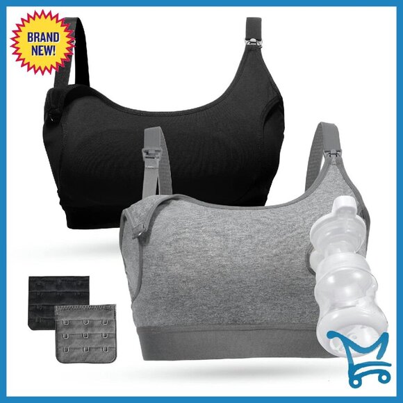 Hands-Free Pumping Nursing Bra Cotton All-Day Wear Adjustable Straps